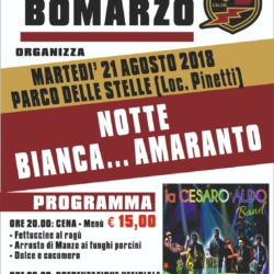 Martedi 21 Agosto ore 20.00 avverrà la presentazione ufficiale della S.S.D. BOMARZO presso il Parco Delle Stelle (loc.Pinetti)