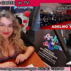 Emanuela Petroni con Adelmo Togliani in TV e in RADIO per ANIME di CARTA promuove CINEMA ITALIANO